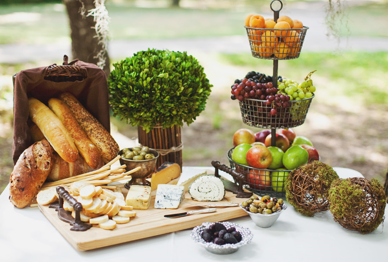 fruit and cheese setup