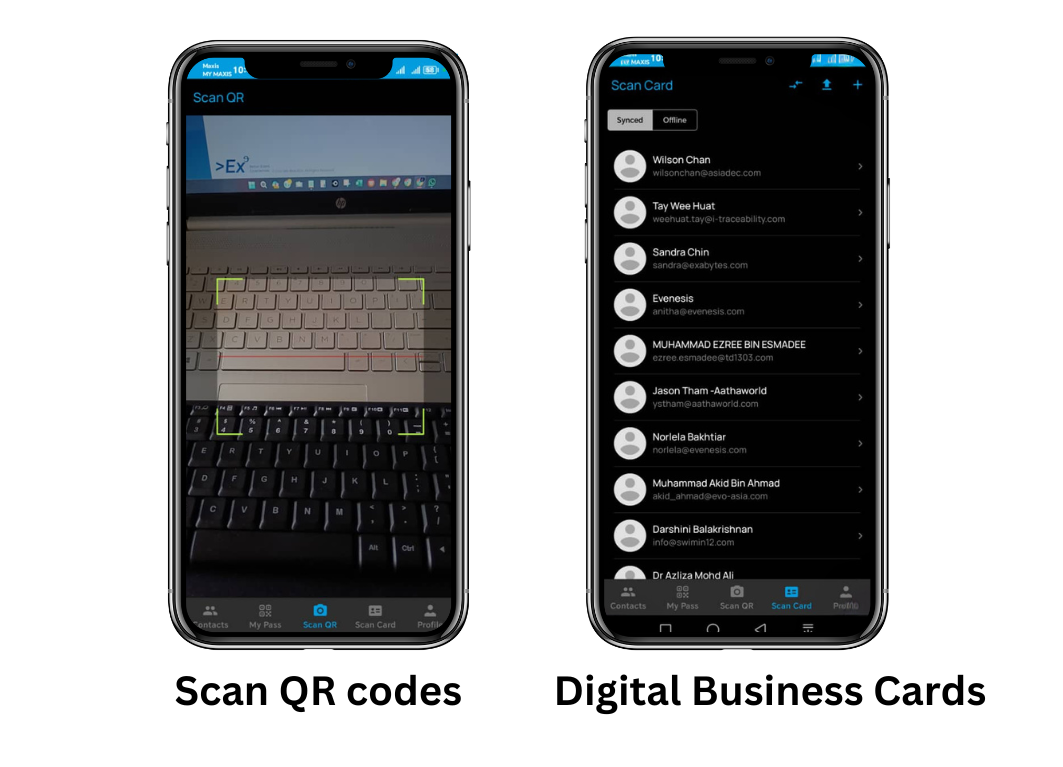 Evenesis Evelet App Collect Digital Business Cards via QR Scan